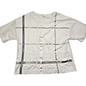 B+AB White Sequins Glitter‎ Small Top Blouse Shirt CLEAN Size Small